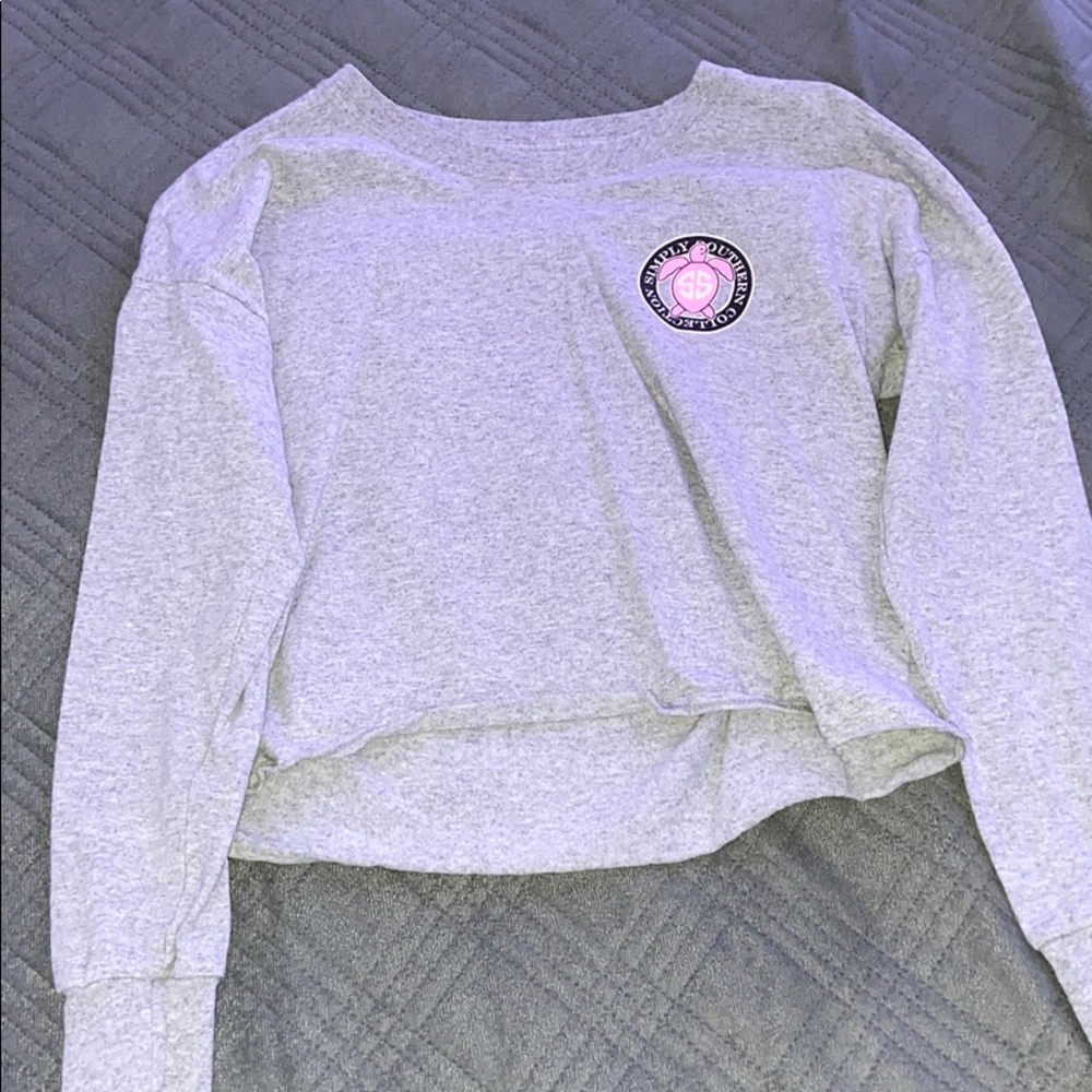 Gray Simply Southern Long Sleeve Crop Top